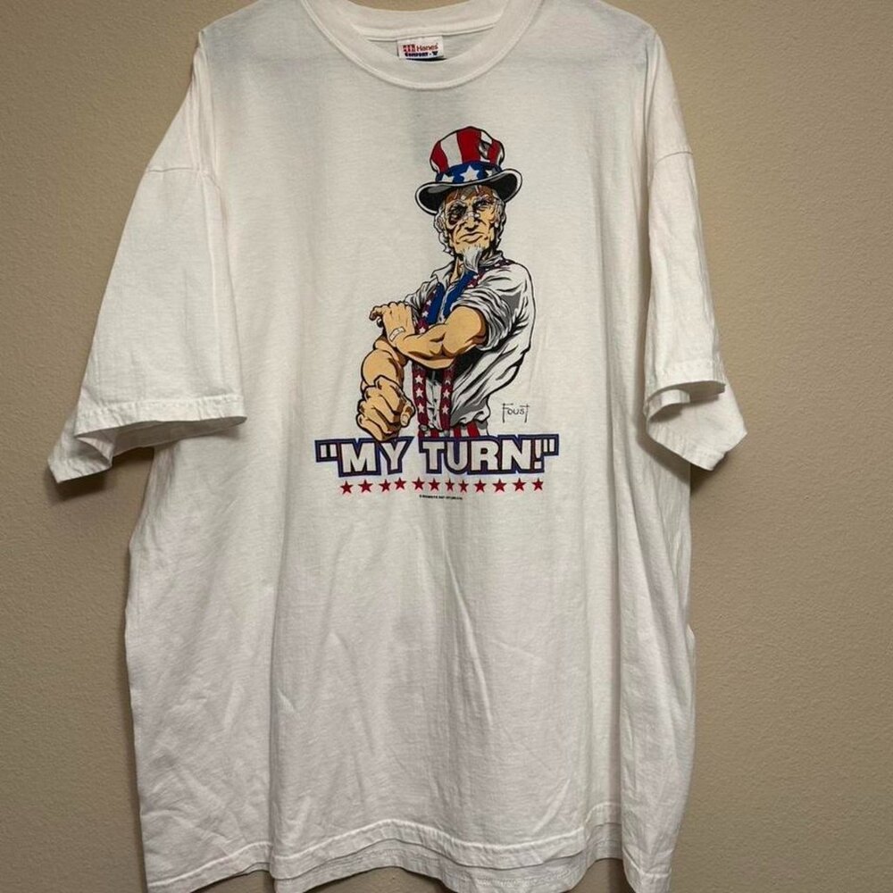 Vintage 2001 Uncle Sam “My Turn” Patriotic Power White Tee